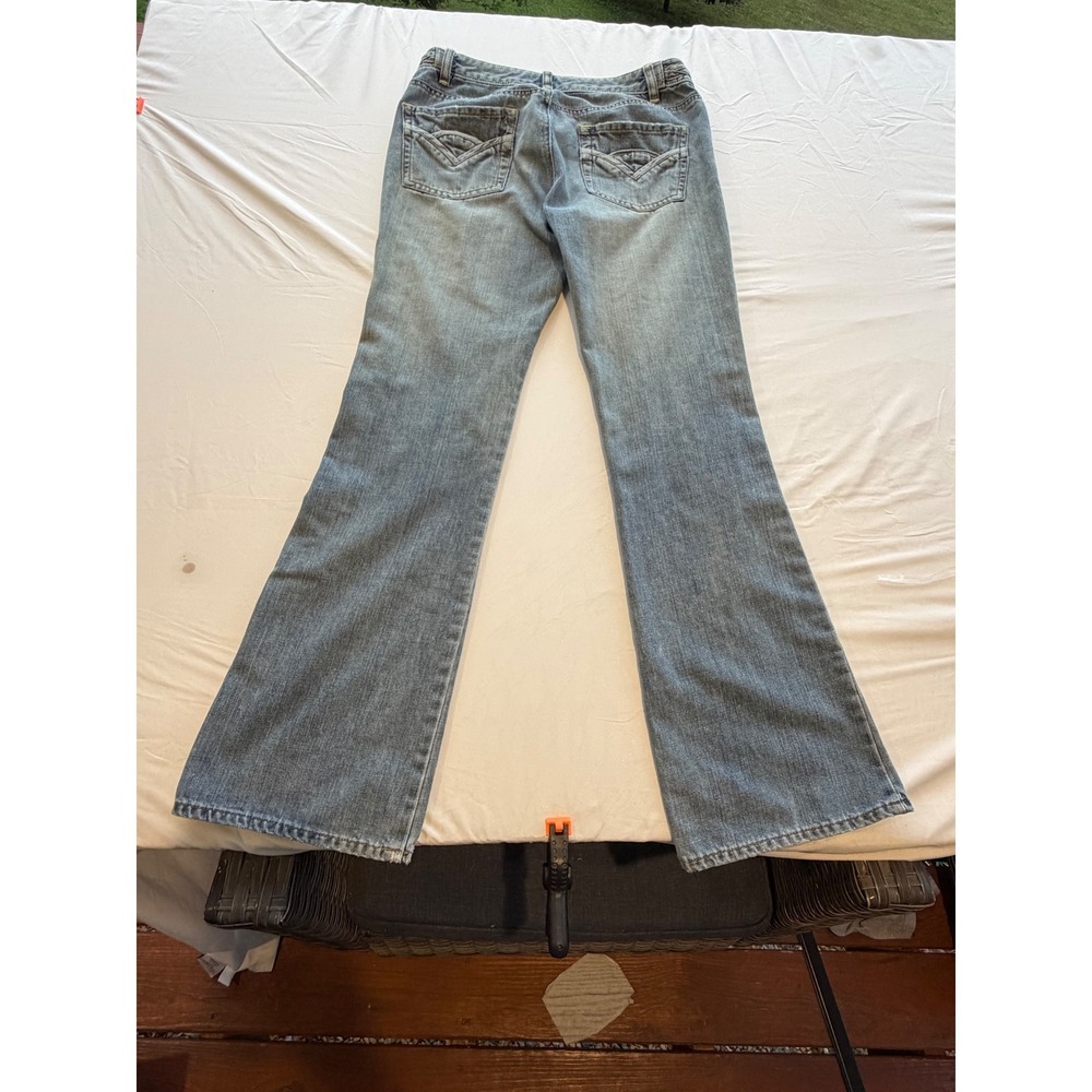 Old Navy Vintage ultra Low Waist Braided Flare Jeans Light Wash Y2K Denim Size 6